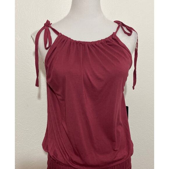 NWT Michael Lauren REVOLVE Burgundy Kentmore Tank Dress with Smocking Size M - Picture 2 of 6